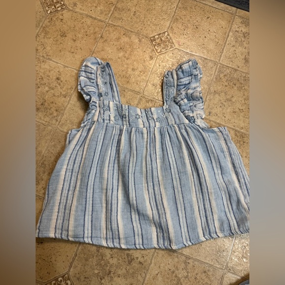 Girls Btween Two-Piece Blue and White Striped Top and Blue Pants Size 7 - Picture 2 of 6